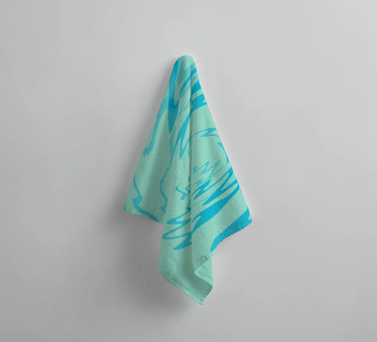 Abstract twisted dynamic zigzag pattern in blue towel by Something for you
