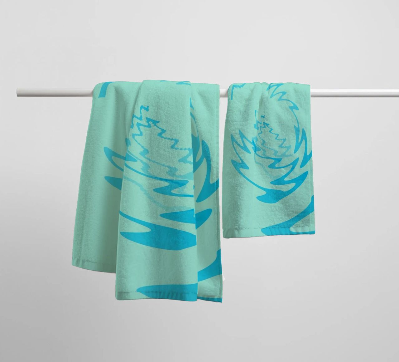 Abstract twisted dynamic zigzag pattern in blue towel by Something for you