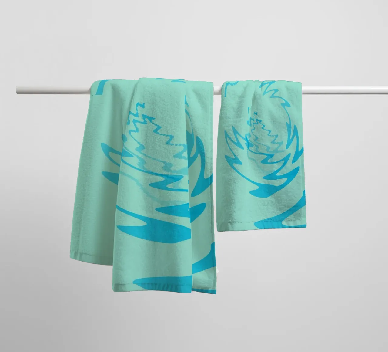 Abstract twisted dynamic zigzag pattern in blue towel by Something for you