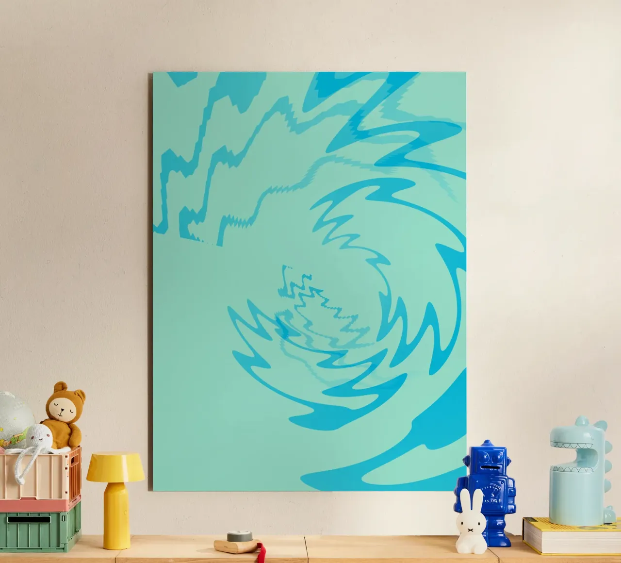 Abstract twisted dynamic zigzag pattern in blue alu-dibond by Something for you