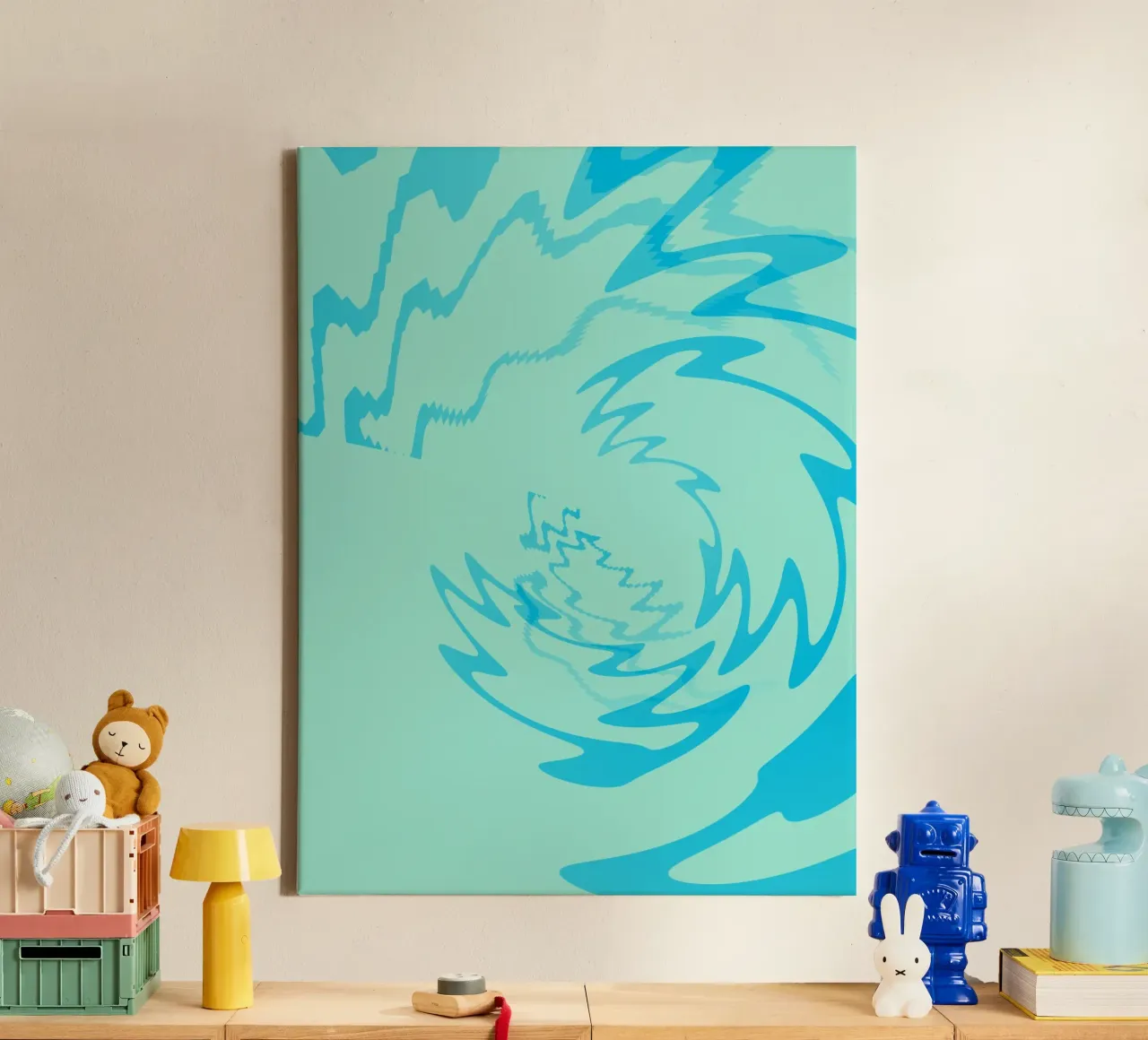 Motif zigzag dynamique abstrait torsadé en bleu toile de Something for you