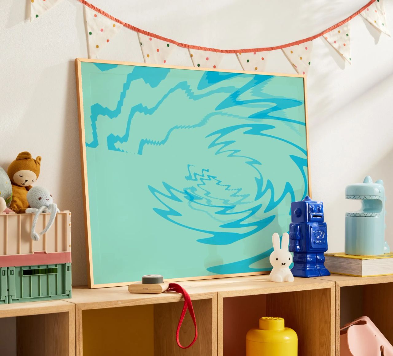 Abstract twisted dynamic zigzag pattern in blue hahnemühle by Something for you