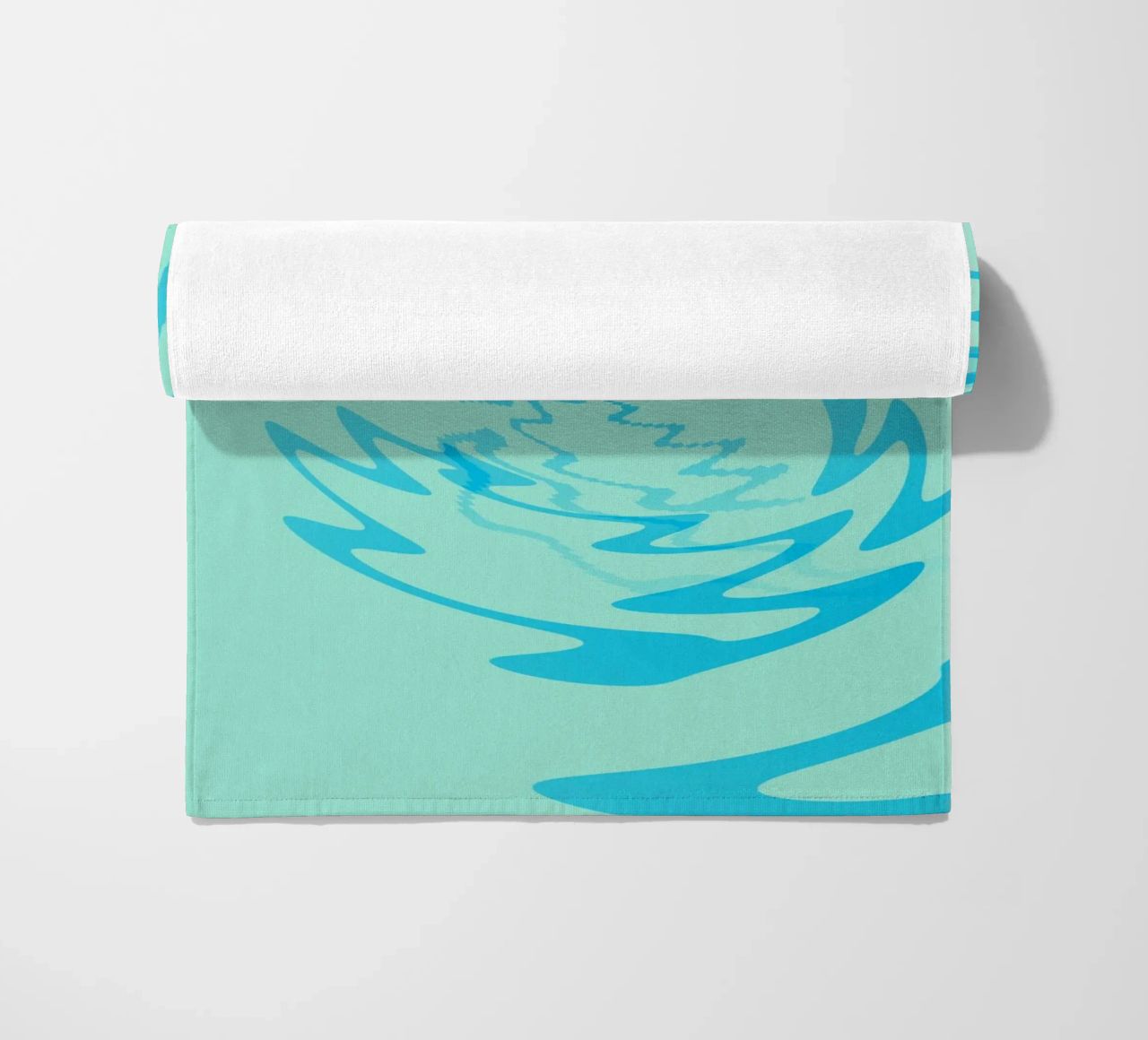 Abstract twisted dynamic zigzag pattern in blue beach towel by Something for you