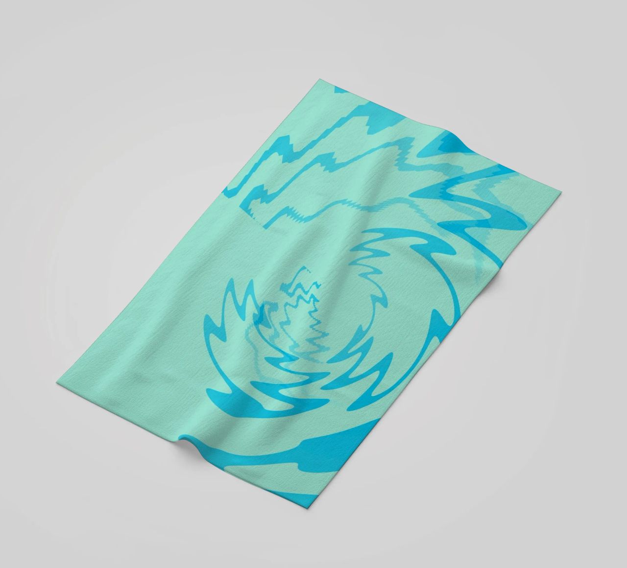 Abstract twisted dynamic zigzag pattern in blue beach towel by Something for you