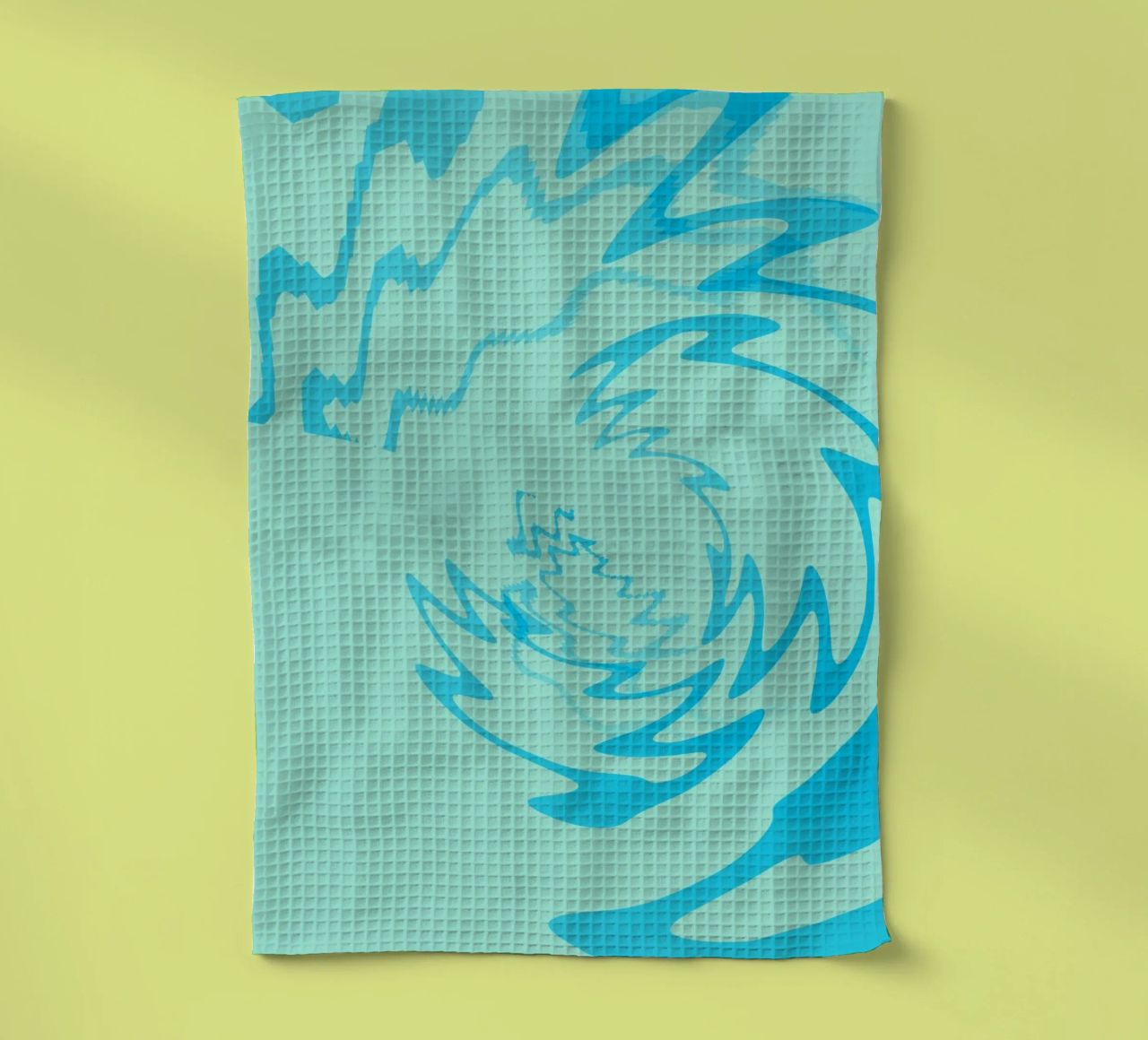 Disegno astratto a zigzag dinamico e ritorto in blu canovaccio da cucina da Something for you