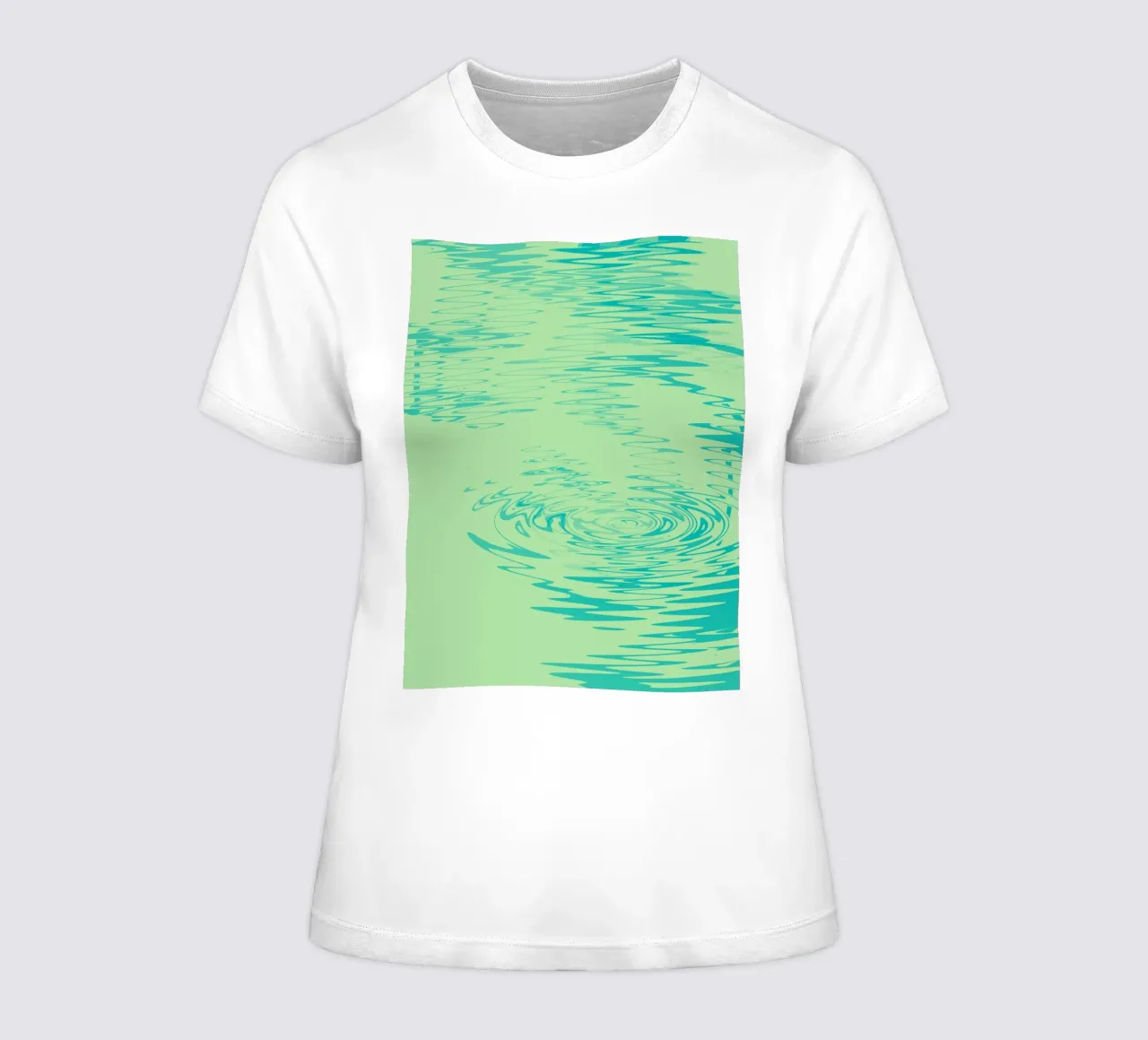 Abstract dynamic waves Water pattern in green and blue women's fitted t-shirt by Something for you