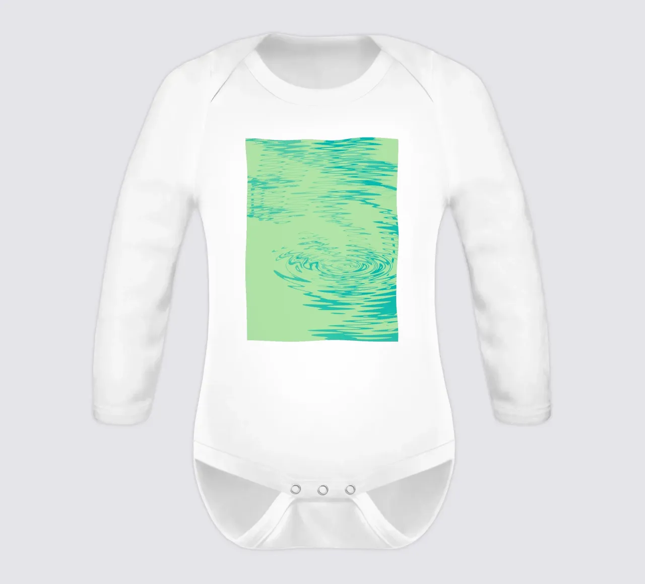 Abstract dynamic waves Water pattern in green and blue long-sleeve baby romper by Something for you