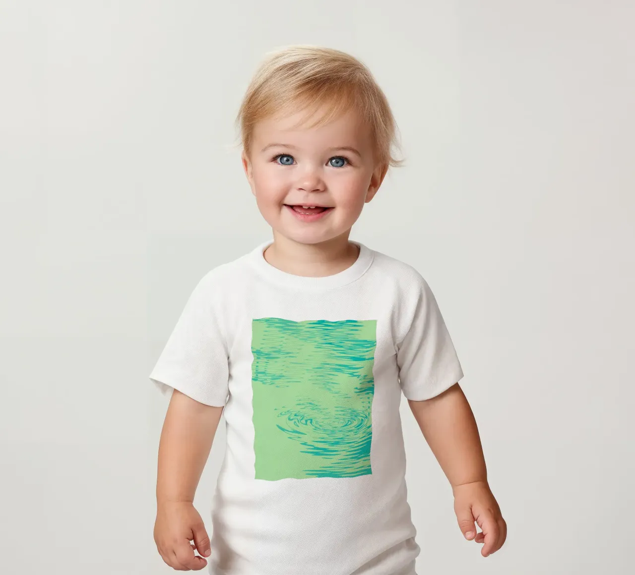 Abstract dynamic waves Water pattern in green and blue baby t-shirt by Something for you
