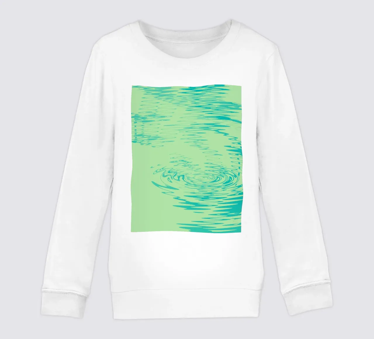 Abstract dynamic waves Water pattern in green and blue kids sweatshirt by Something for you