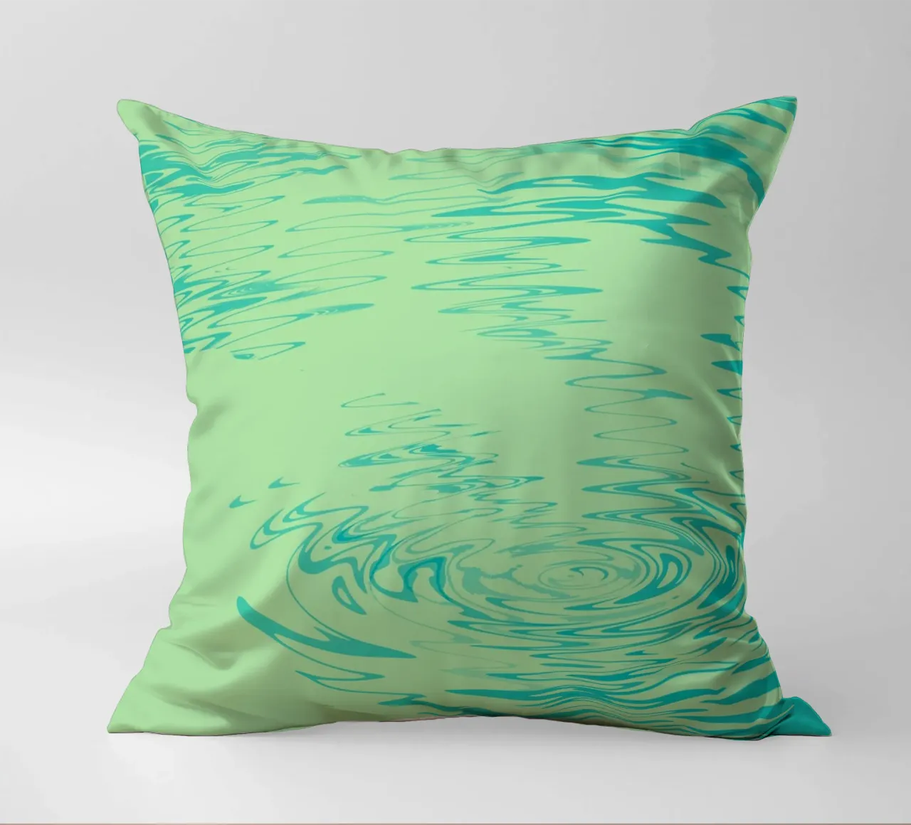 Abstract dynamic waves Water pattern in green and blue decorative cushion by Something for you