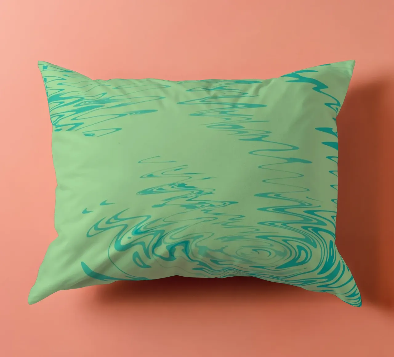 Abstract dynamic waves Water pattern in green and blue decorative cushion by Something for you