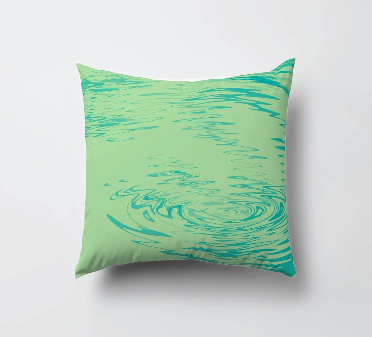 Abstract dynamic waves Water pattern in green and blue decorative cushion by Something for you