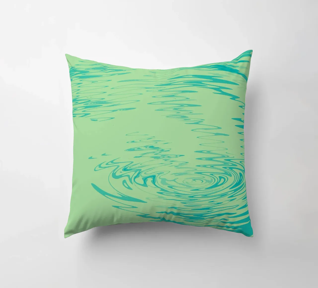 Abstract dynamic waves Water pattern in green and blue decorative cushion by Something for you