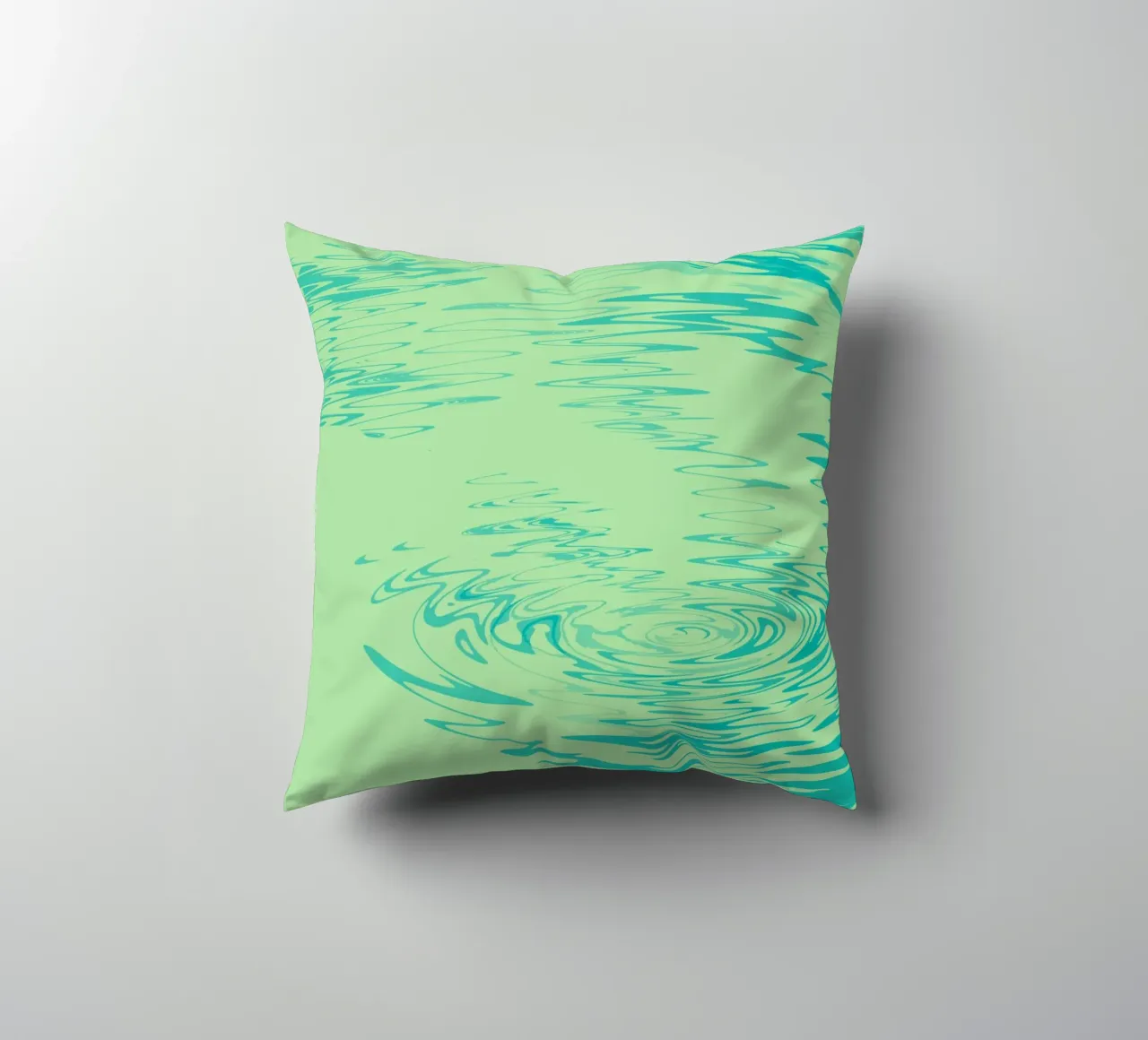 Abstract dynamic waves Water pattern in green and blue decorative cushion by Something for you