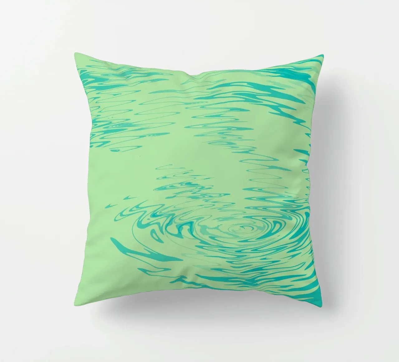 Abstract dynamic waves Water pattern in green and blue decorative cushion by Something for you