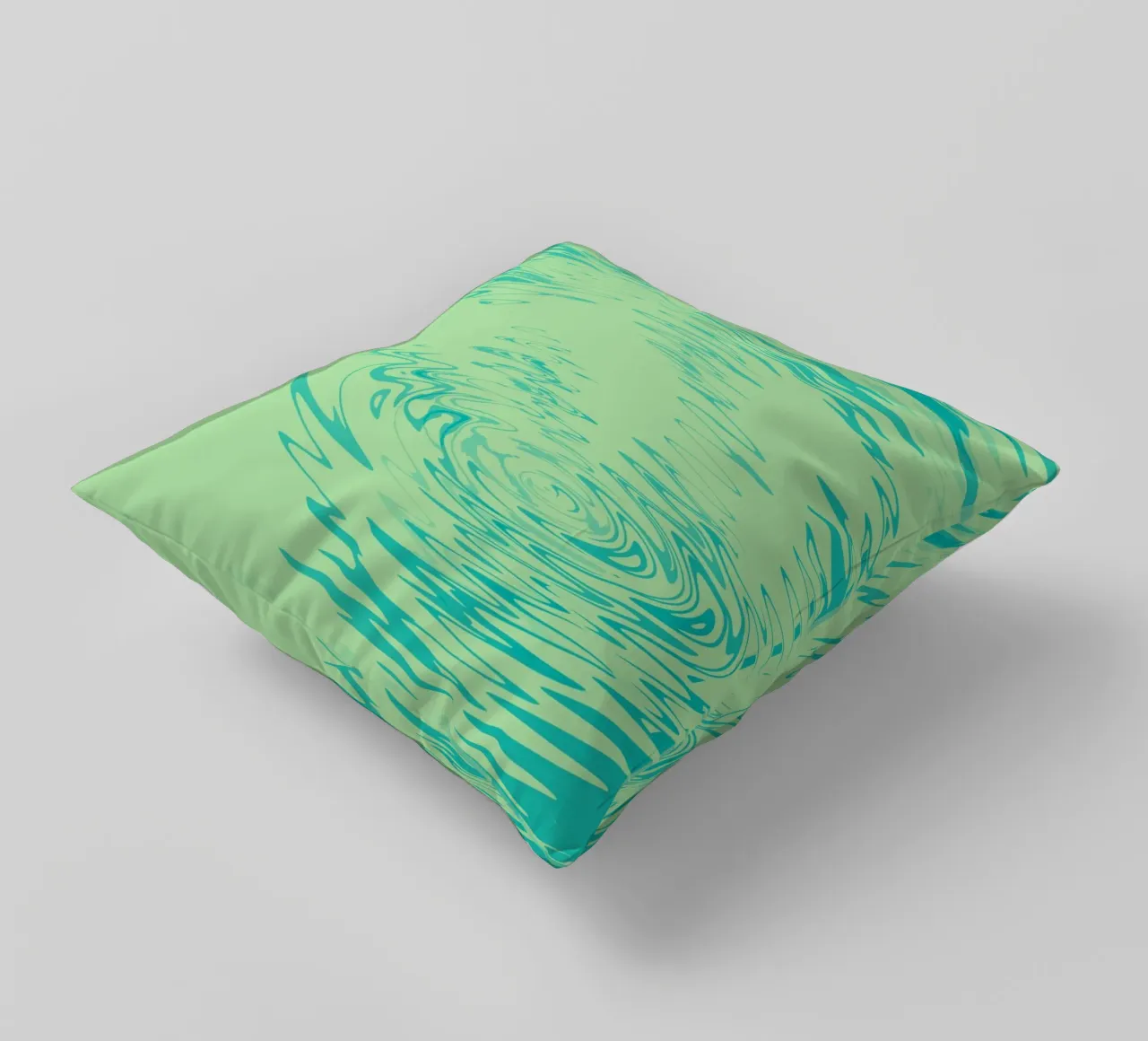 Abstract dynamic waves Water pattern in green and blue decorative cushion by Something for you