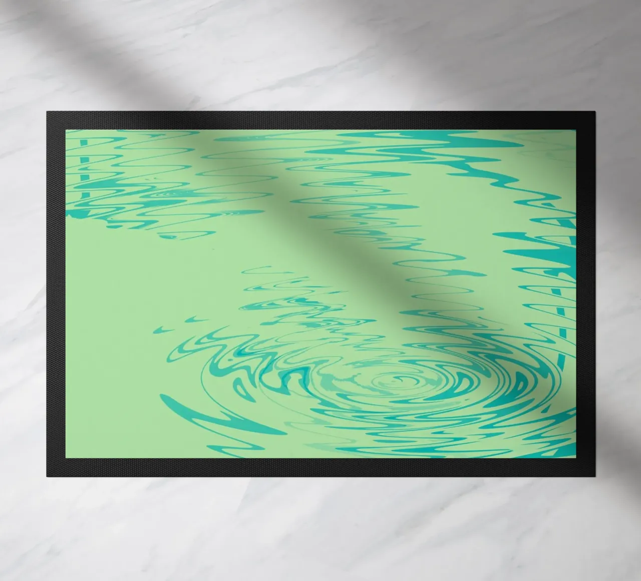 Abstract dynamic waves Water pattern in green and blue doormat by Something for you
