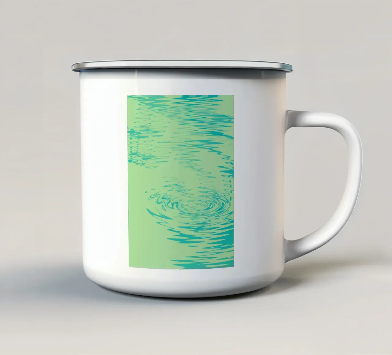 Abstract dynamic waves Water pattern in green and blue enamel mug by Something for you