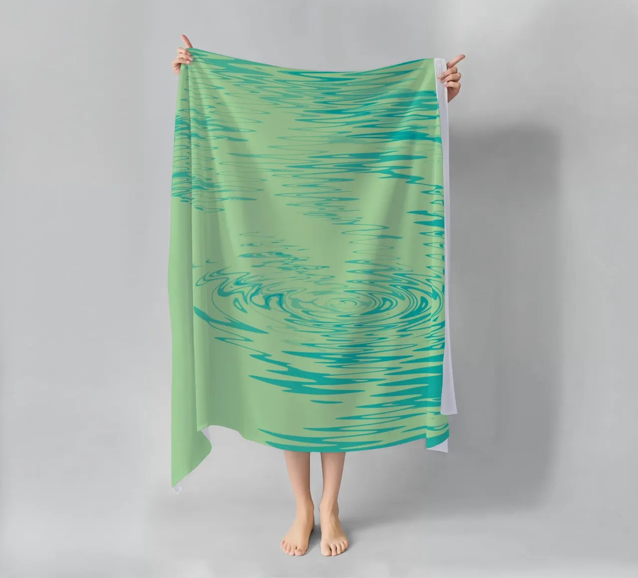 Abstract dynamic waves Water pattern in green and blue beach towel by Something for you