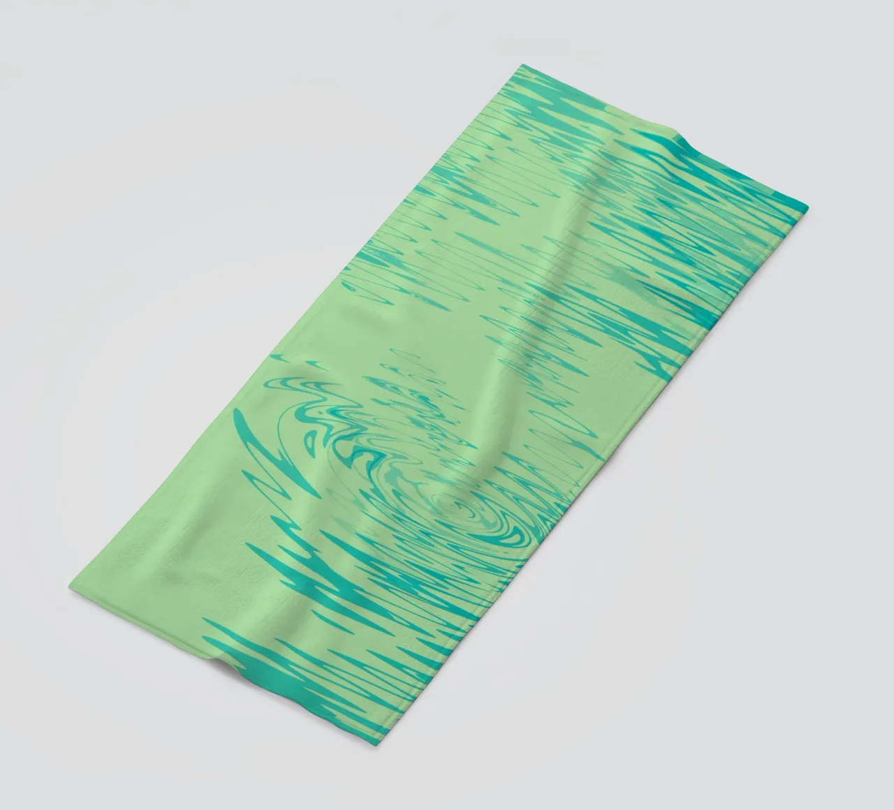 Abstract dynamic waves Water pattern in green and blue beach towel by Something for you