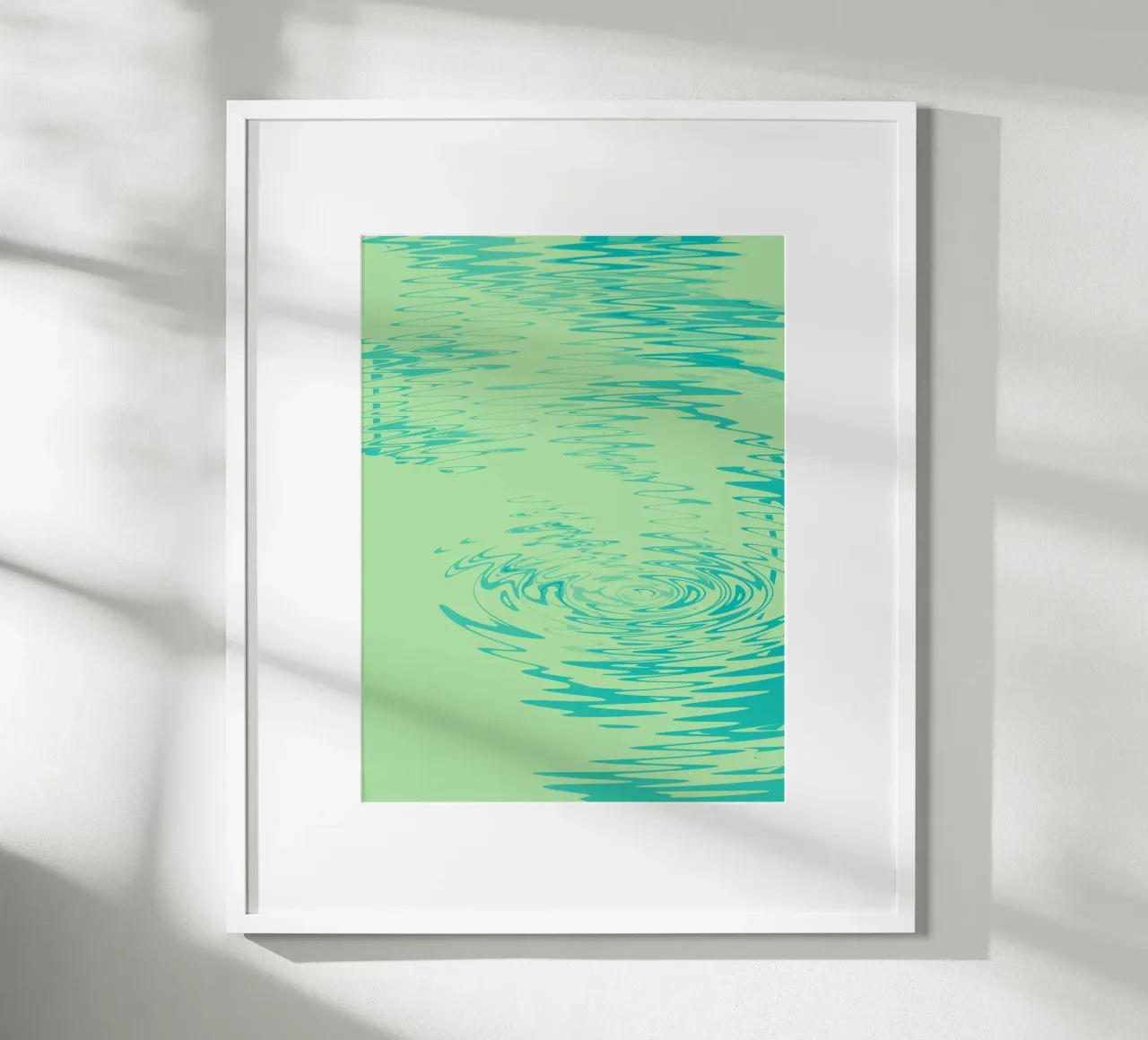 Abstrakte dynamische Wellen Wassermuster in Grün und Blau Poster mit Holzrahmen von Something for you