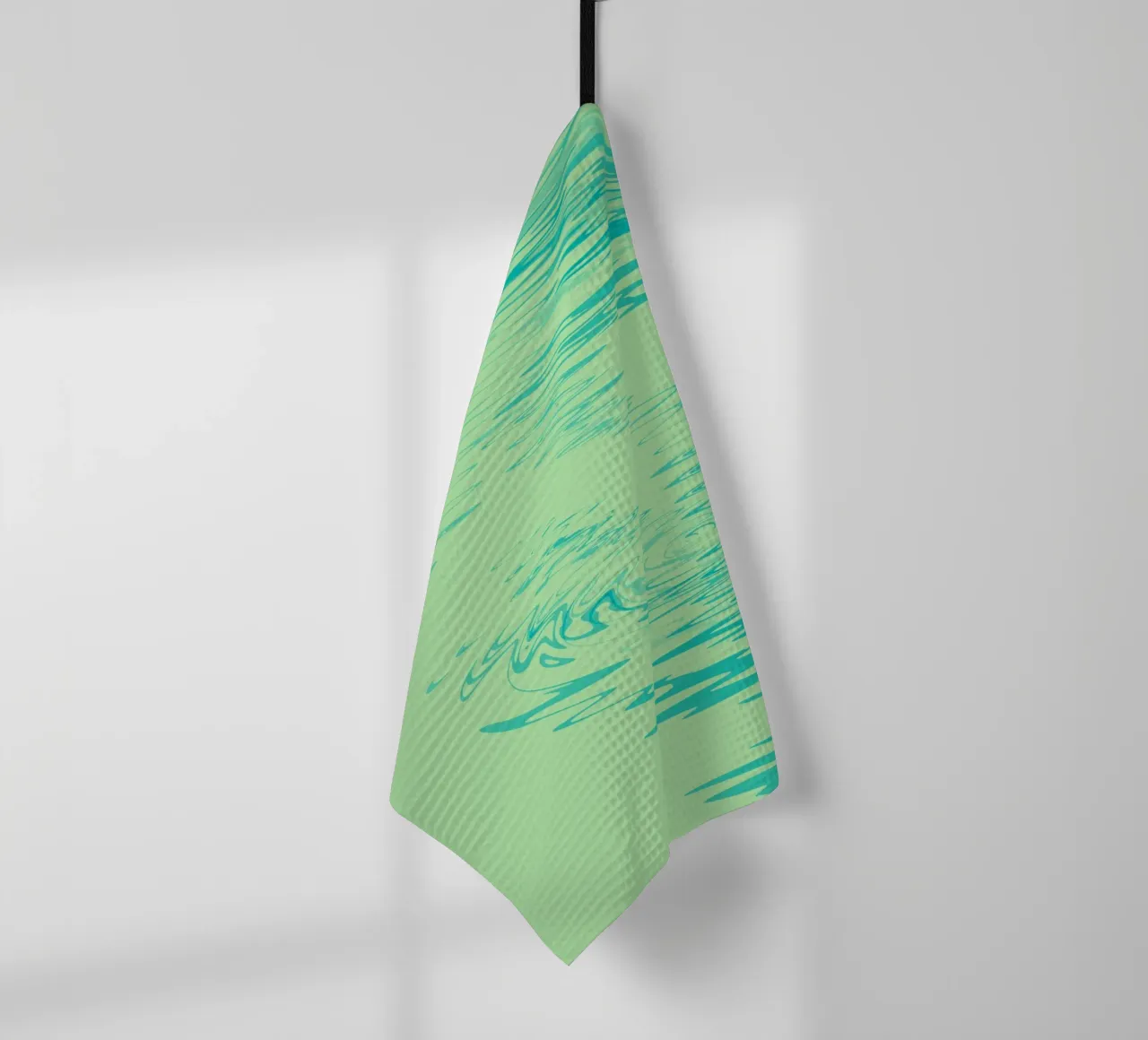 Abstract dynamic waves Water pattern in green and blue tea towel by Something for you