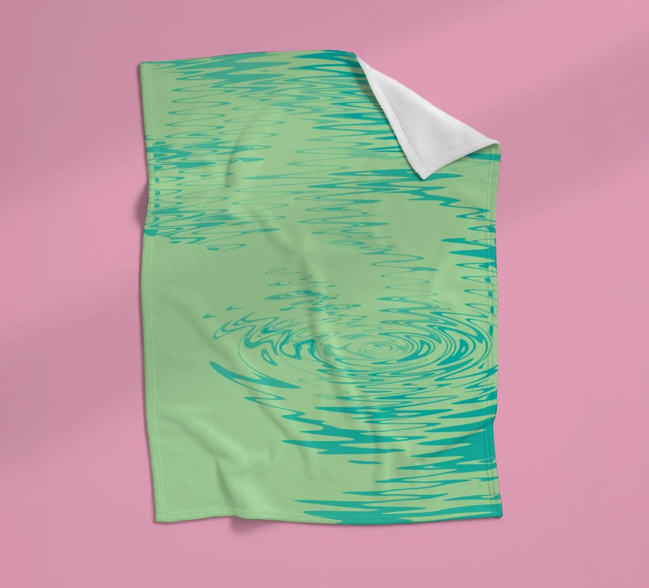 Abstract dynamic waves Water pattern in green and blue fleece blanket by Something for you