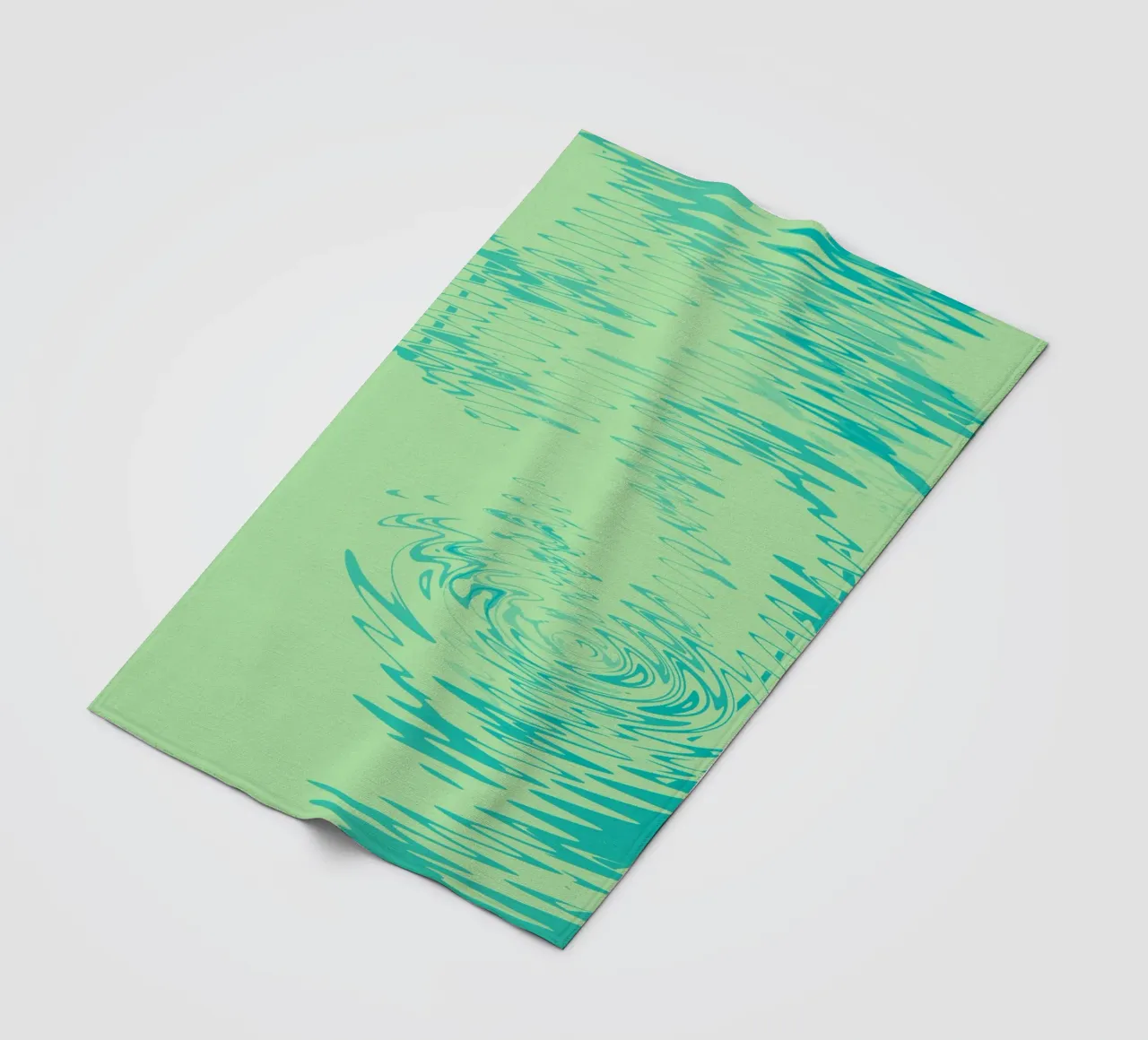 Abstract dynamic waves Water pattern in green and blue fleece blanket by Something for you