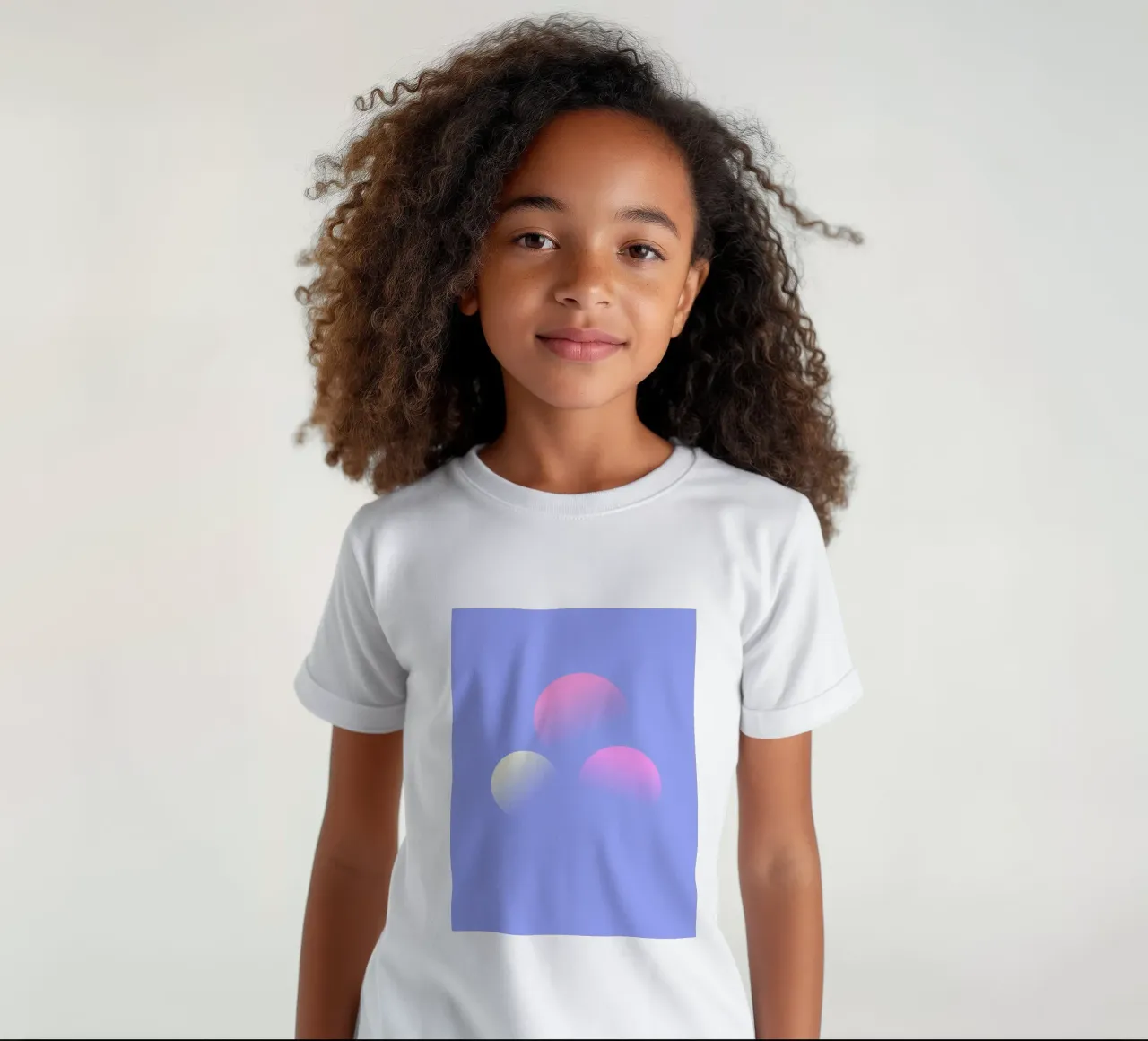 Painting of three planets against a purple background kids t-shirt by Something for you
