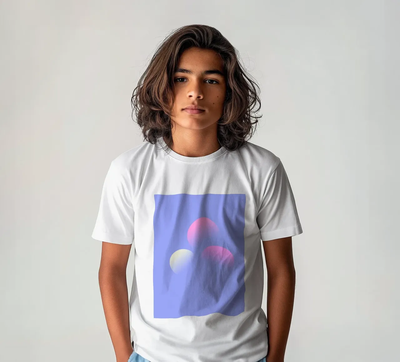 Painting of three planets against a purple background kids t-shirt by Something for you