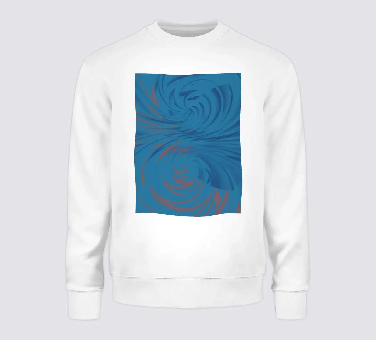 Abstract dynamic twisted pattern in blue and red sweatshirt by Something for you
