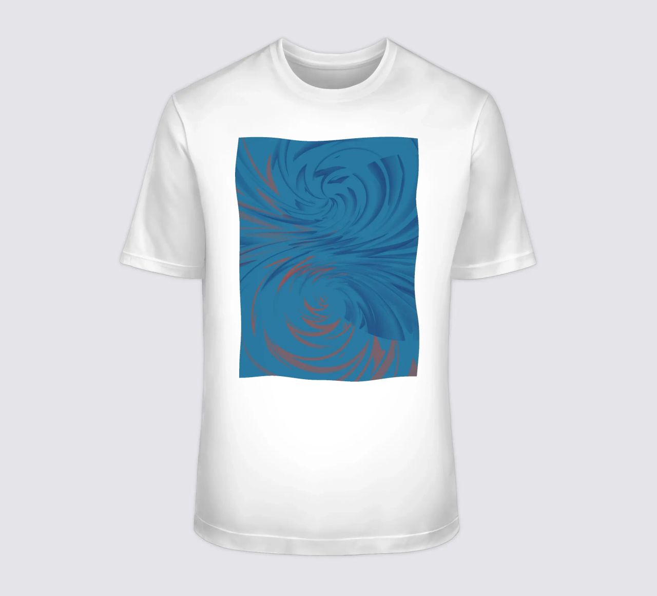 Abstract dynamic twisted pattern in blue and red t-shirt by Something for you