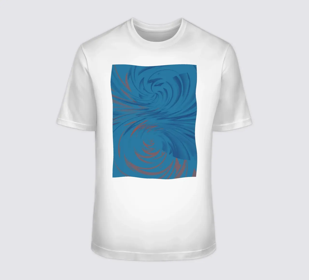 Abstract dynamisch gedraaid patroon in blauw en rood t-shirt van Something for you
