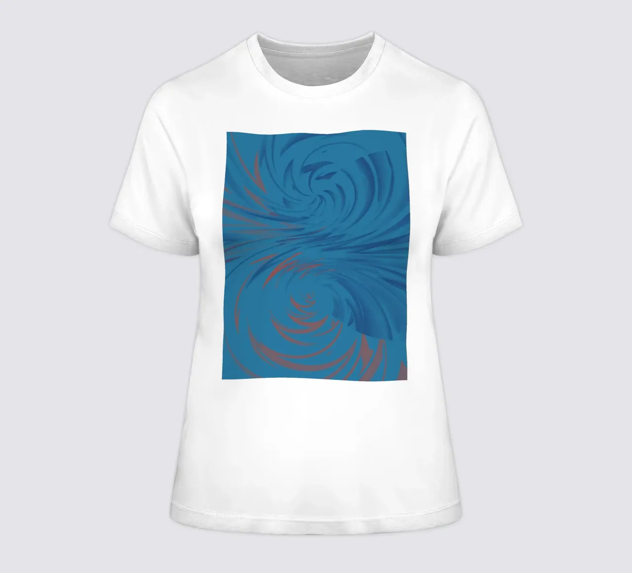 Abstract dynamic twisted pattern in blue and red women's fitted t-shirt by Something for you
