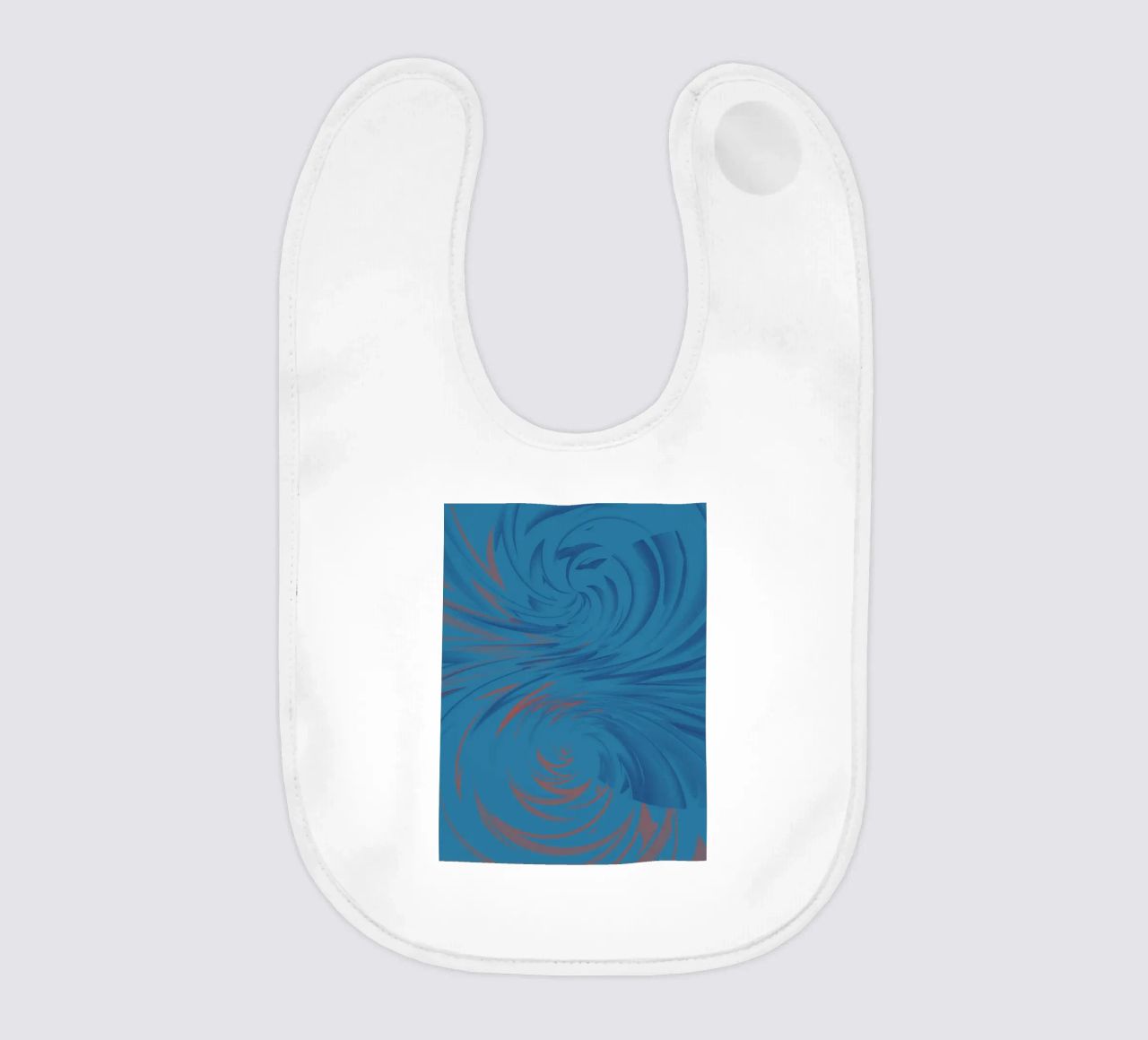 Abstract dynamic twisted pattern in blue and red baby bib by Something for you
