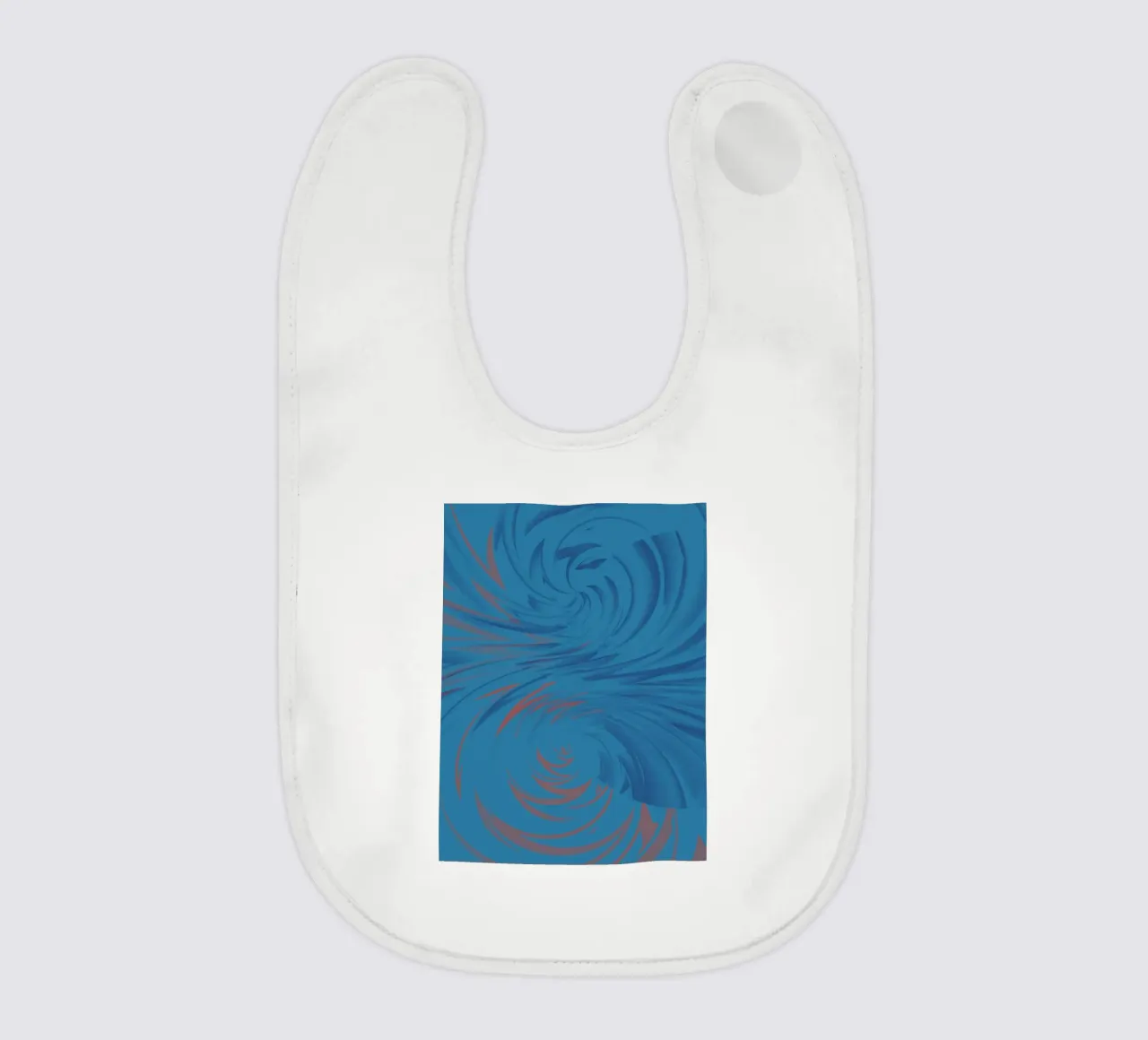 Abstract dynamic twisted pattern in blue and red baby bib by Something for you