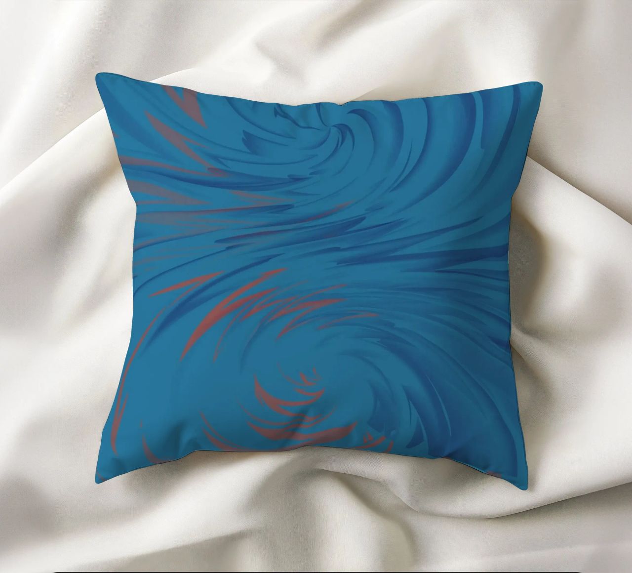 Abstract dynamisch gedraaid patroon in blauw en rood kussen van Something for you