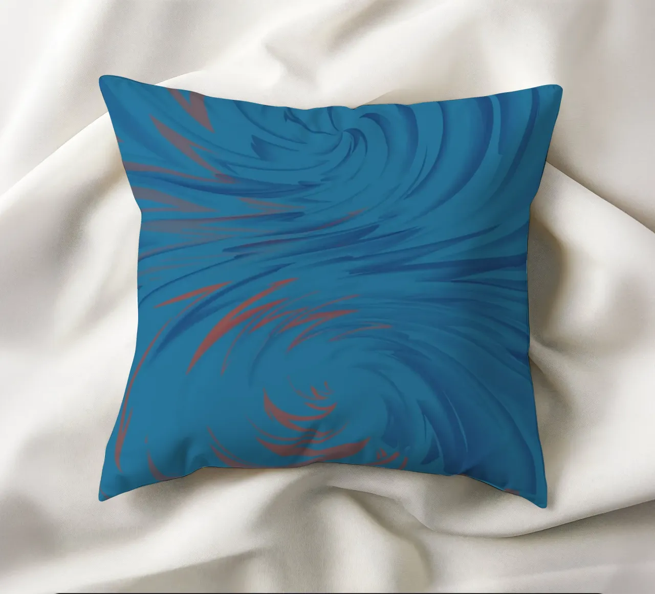 Abstract dynamic twisted pattern in blue and red decorative cushion by Something for you