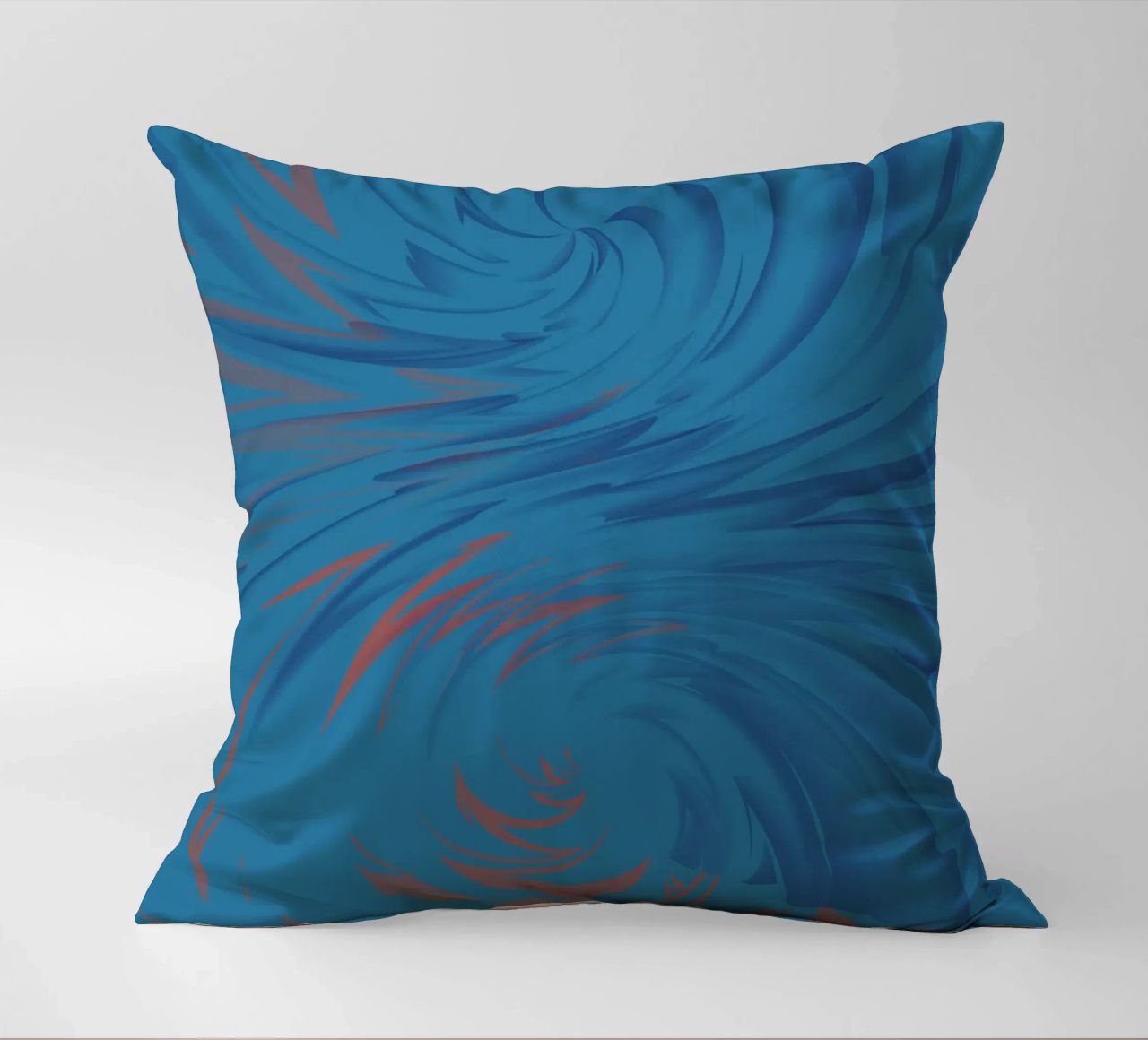 Abstract dynamisch gedraaid patroon in blauw en rood kussen van Something for you