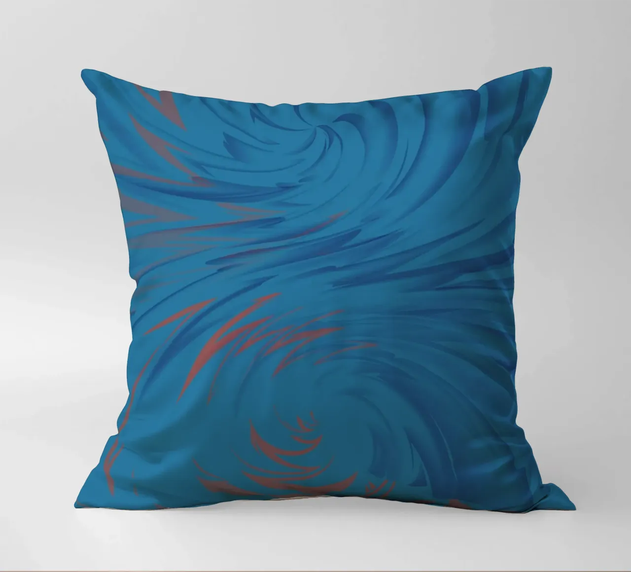 Disegno astratto dinamico a torsione in blu e rosso cuscino da Something for you