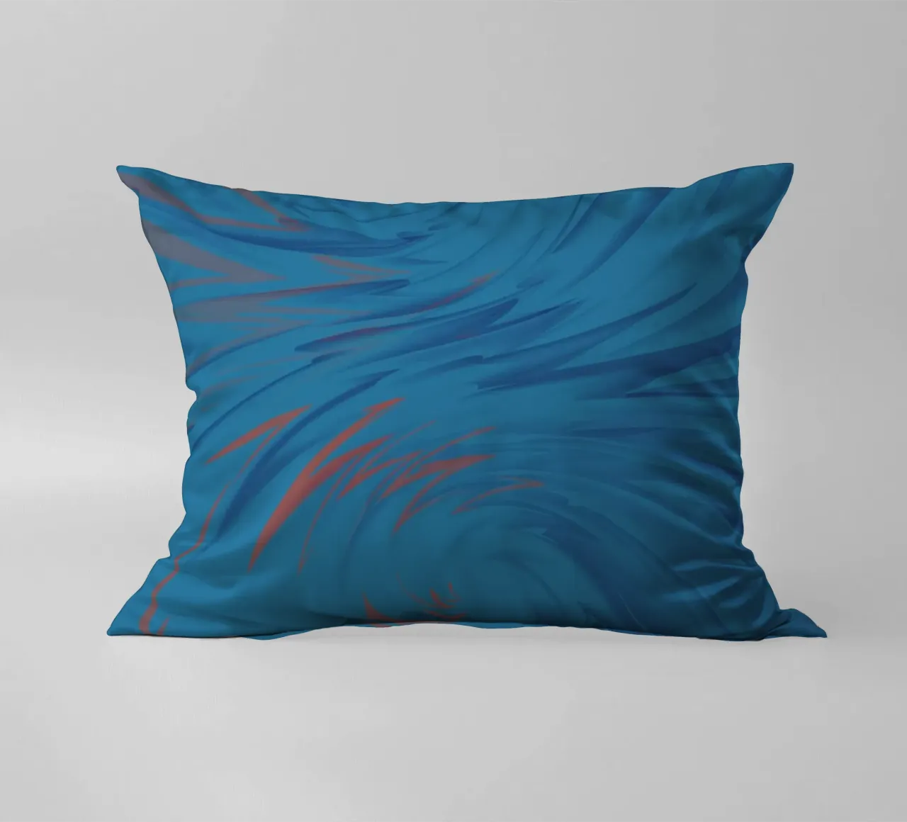Abstract dynamic twisted pattern in blue and red decorative cushion by Something for you