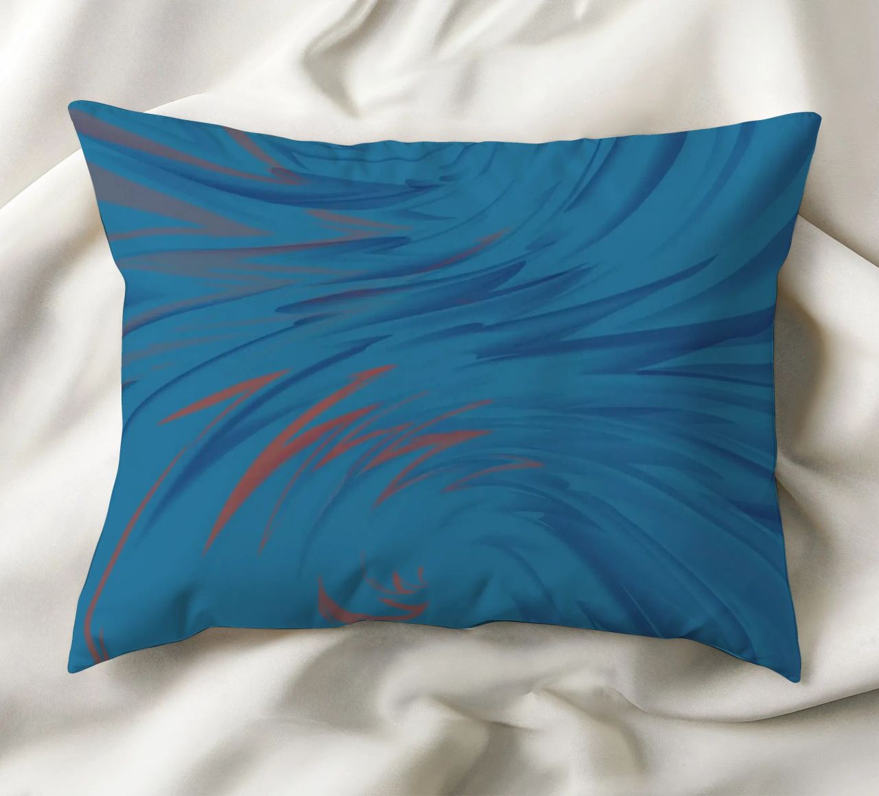 Abstract dynamisch gedraaid patroon in blauw en rood kussen van Something for you