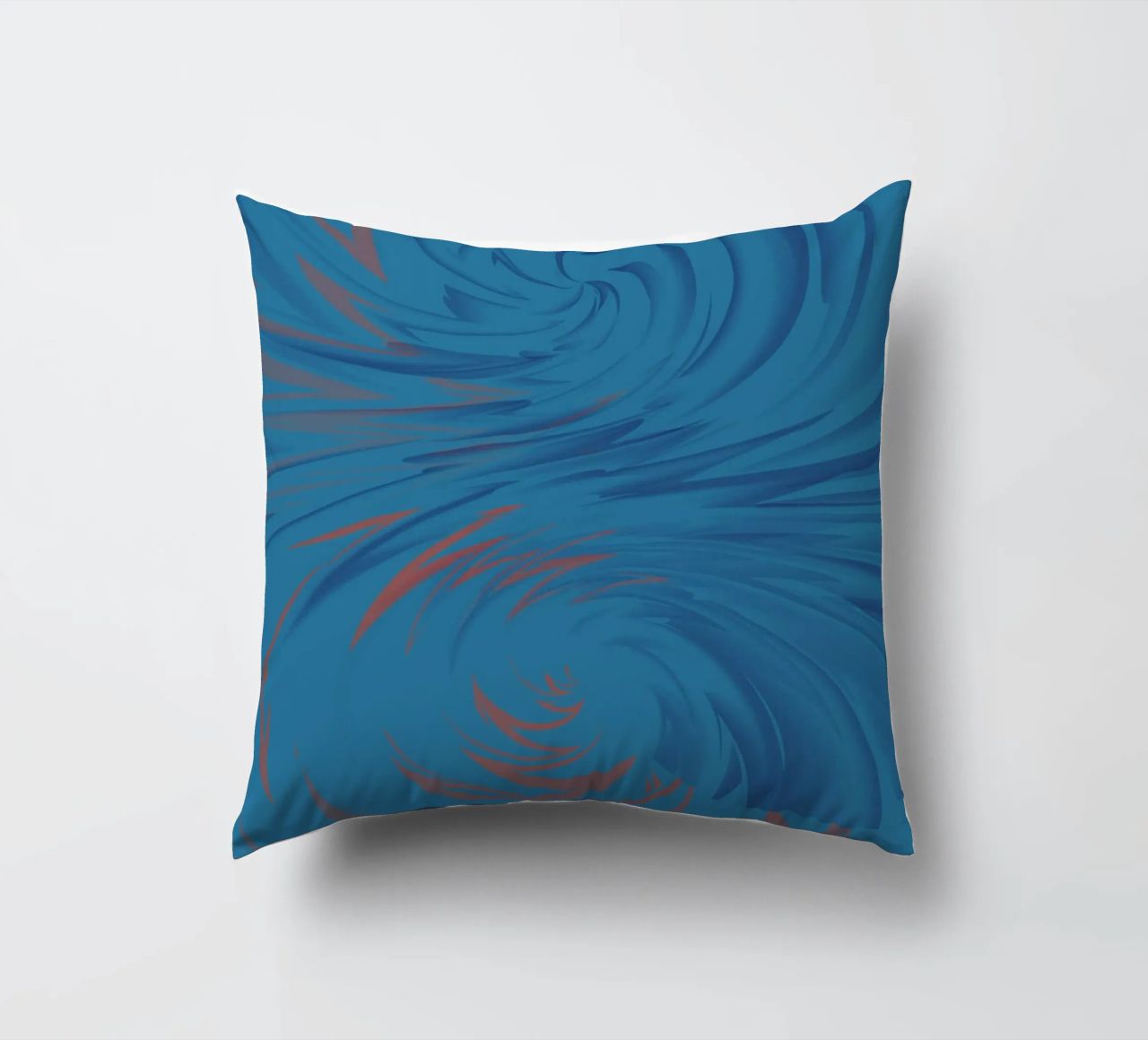 Abstract dynamisch gedraaid patroon in blauw en rood kussen van Something for you
