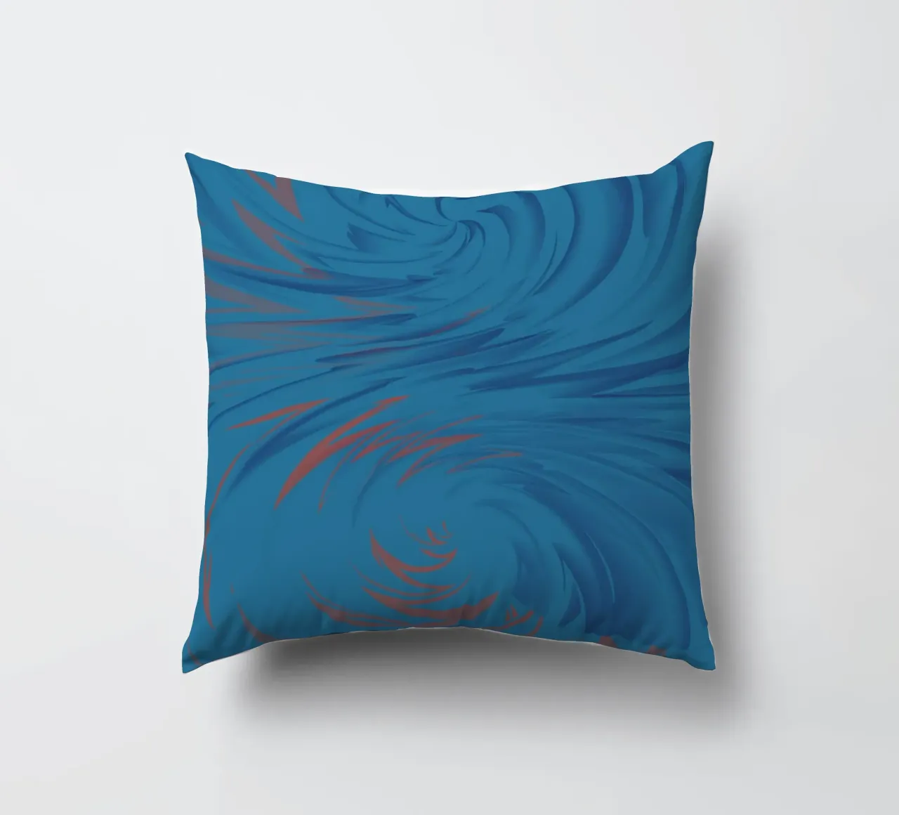 Abstract dynamic twisted pattern in blue and red decorative cushion by Something for you