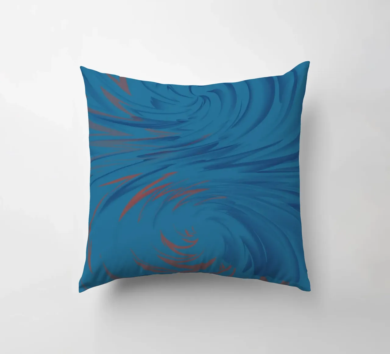 Abstract dynamic twisted pattern in blue and red decorative cushion by Something for you