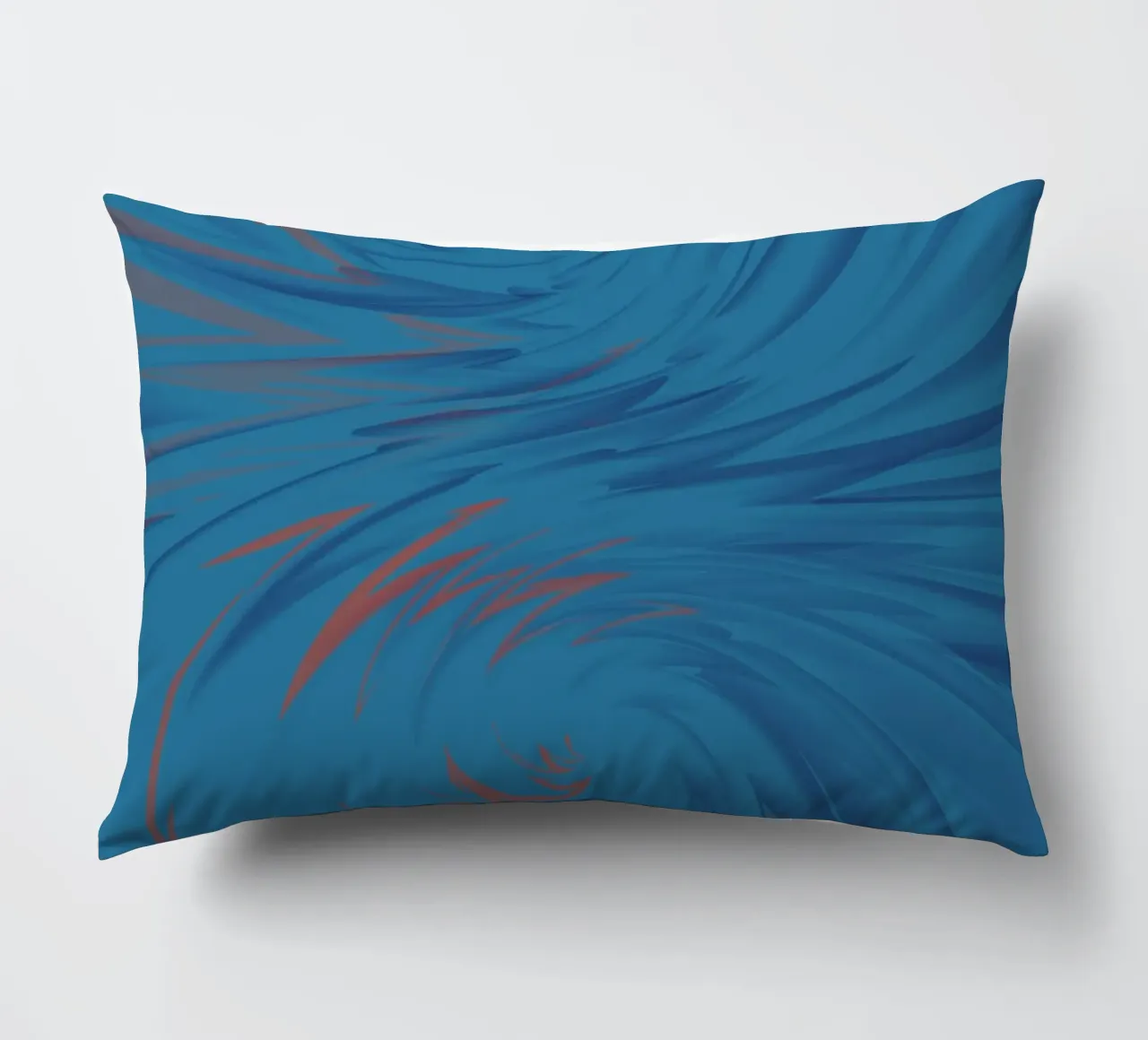 Disegno astratto dinamico a torsione in blu e rosso cuscino da Something for you