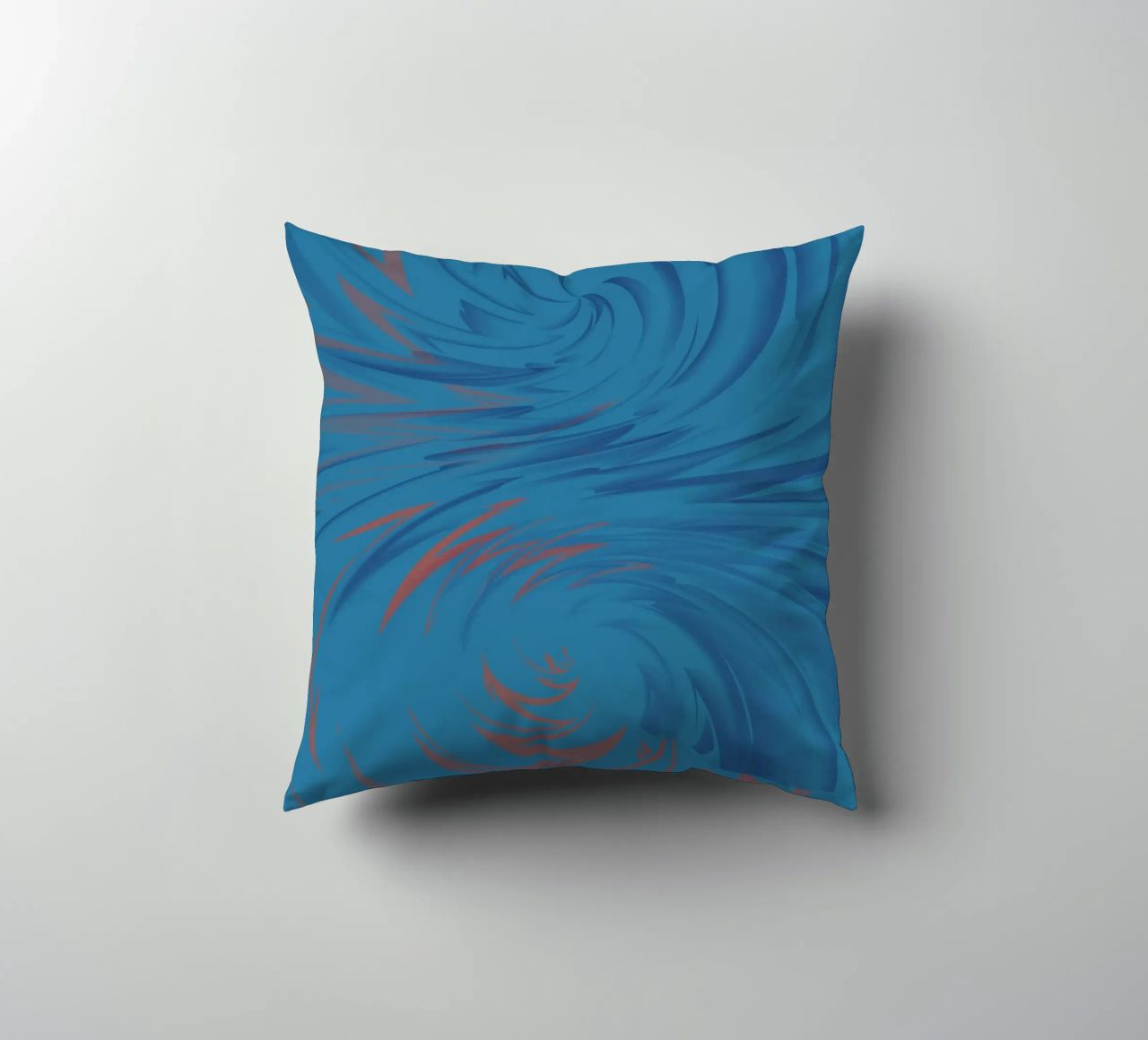 Abstract dynamisch gedraaid patroon in blauw en rood kussen van Something for you
