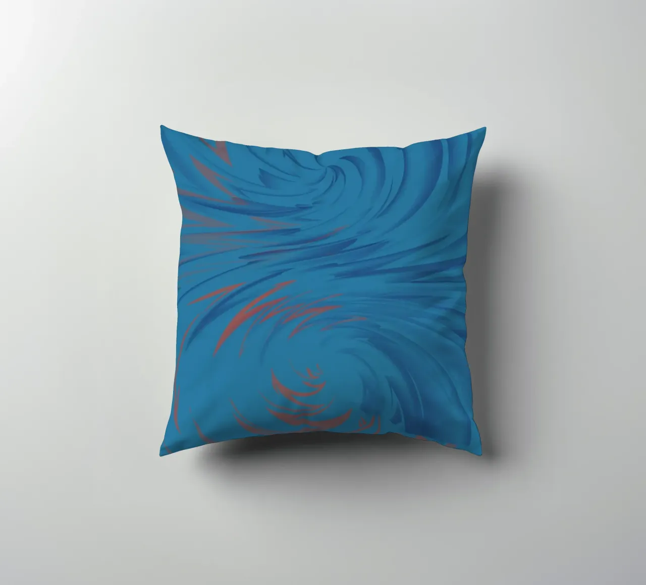 Abstract dynamic twisted pattern in blue and red decorative cushion by Something for you
