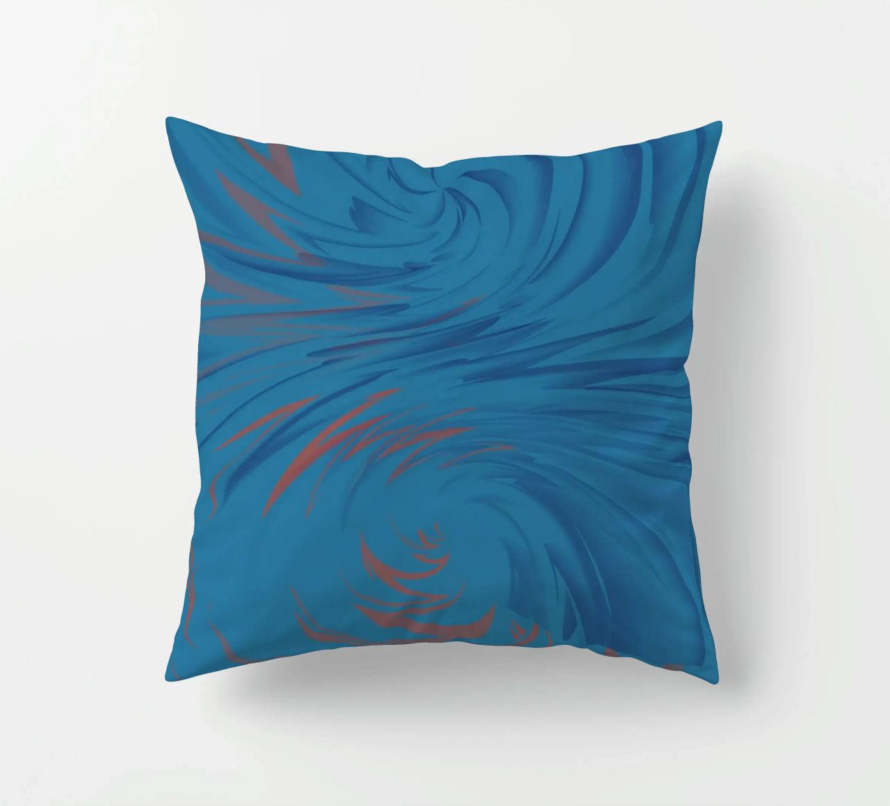 Abstract dynamisch gedraaid patroon in blauw en rood kussen van Something for you