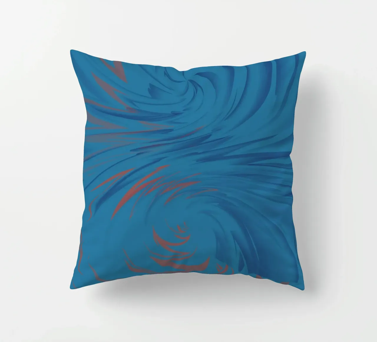 Abstract dynamic twisted pattern in blue and red decorative cushion by Something for you